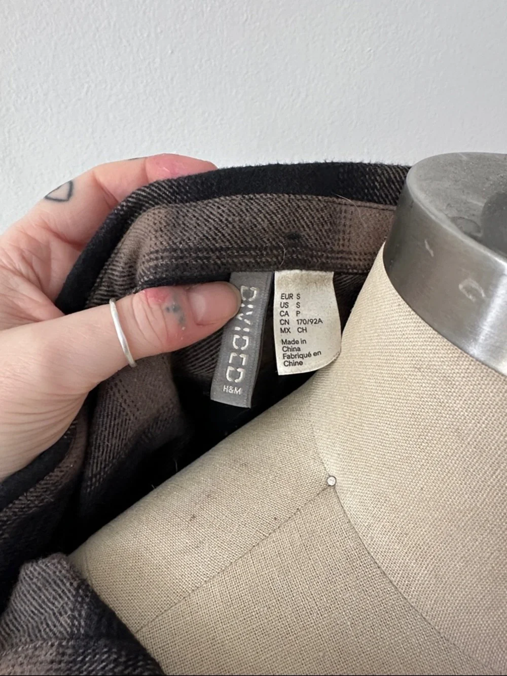 H&M Black and Taupe Plaid Long Shirt Dress - Picture 2 of 4